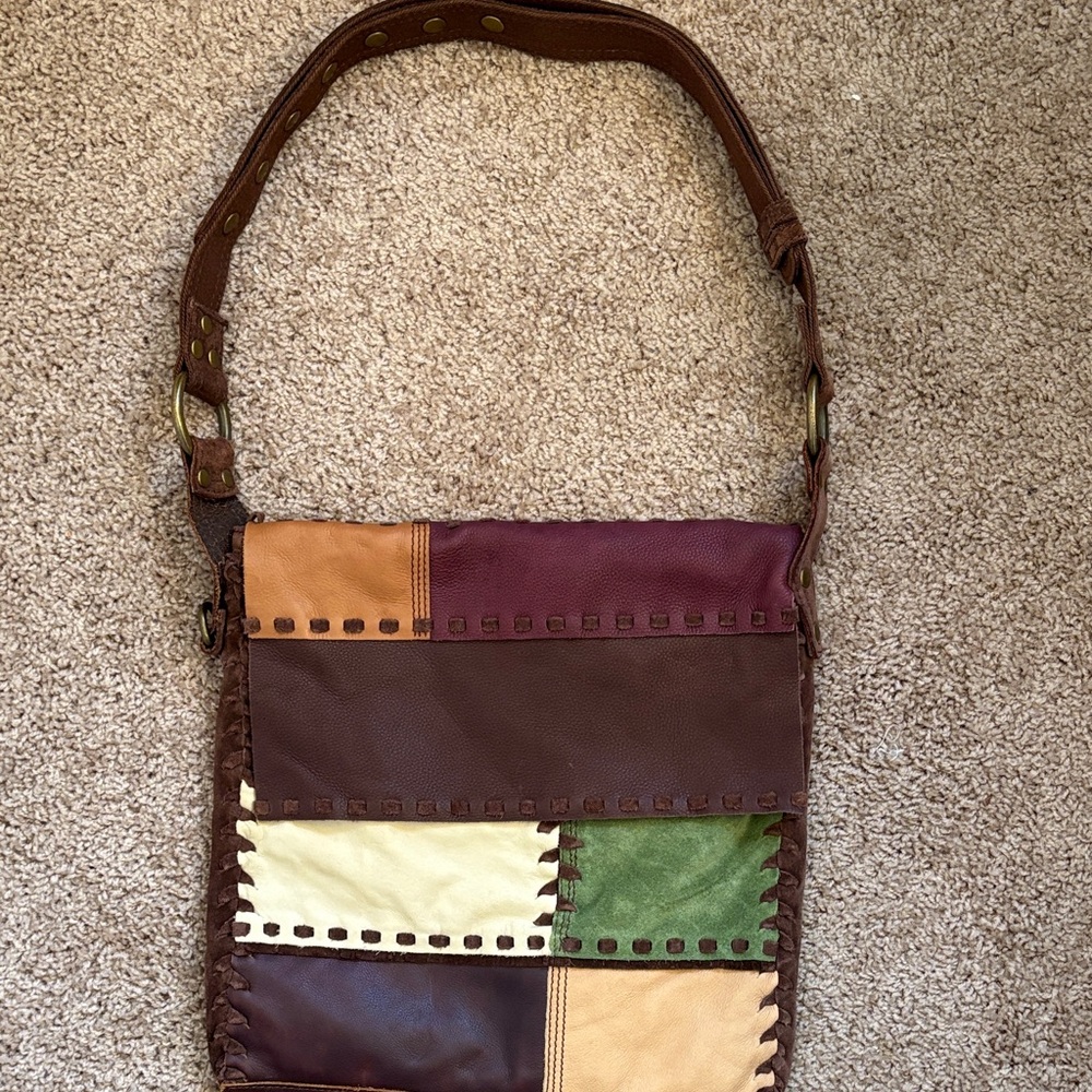 Lucky Brand Vintage Inspired Leather Patch Bag